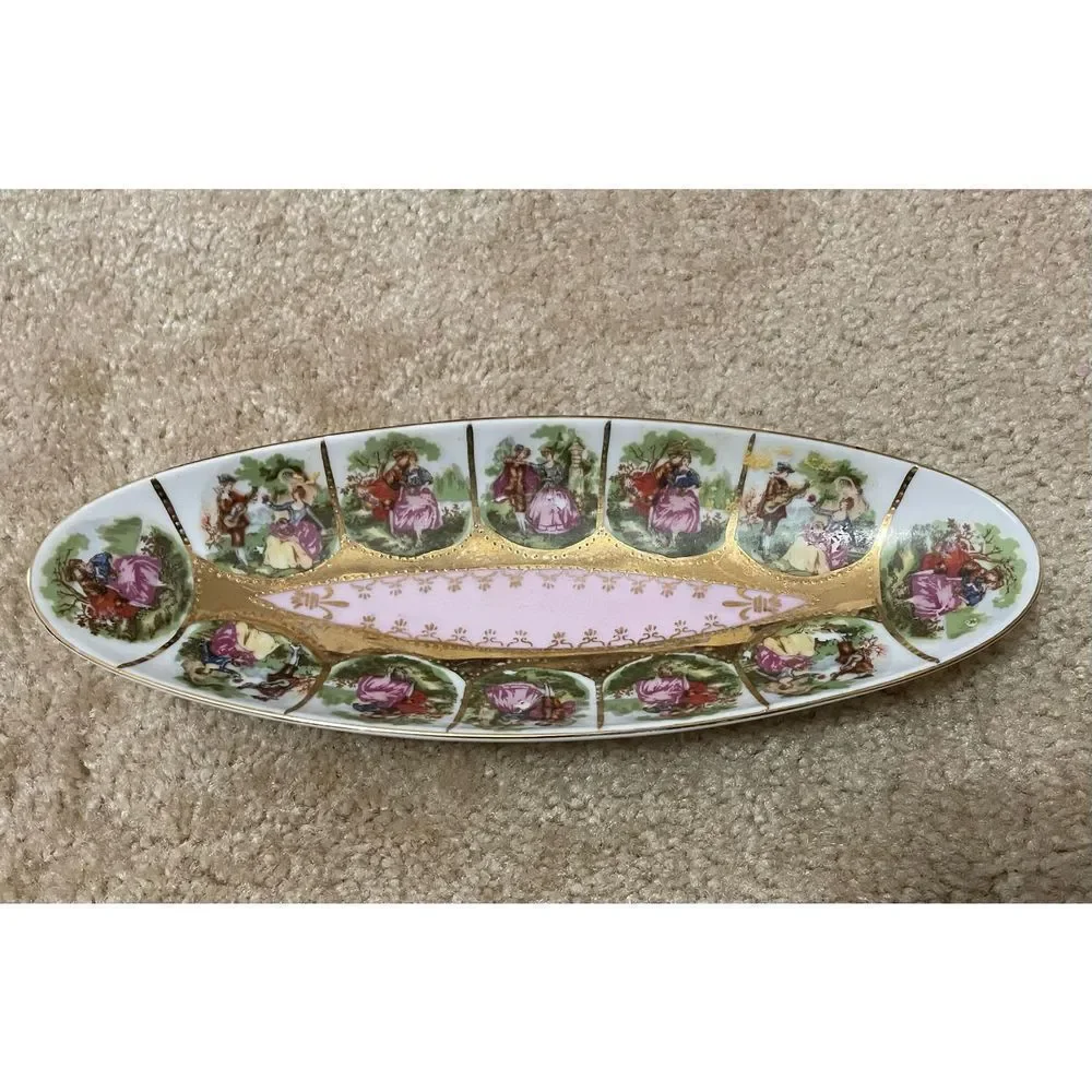 Vintage Royal Vienna courting couple Oval Vanity Dish